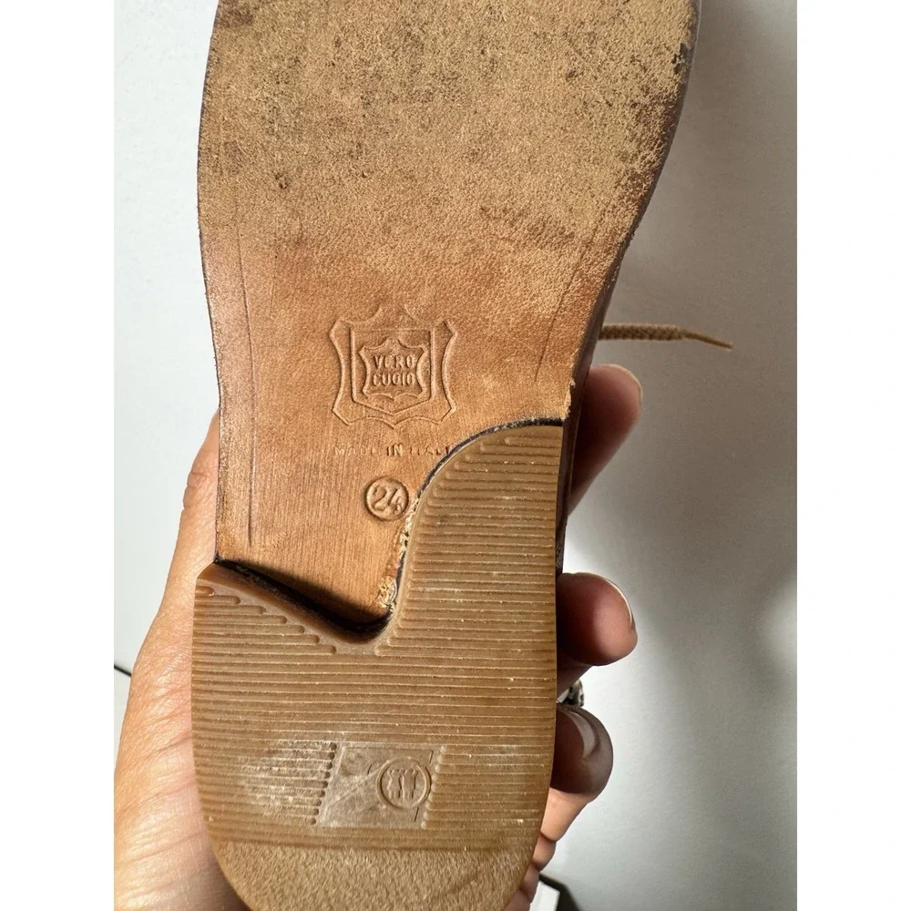 Vintage Brown Leather Baby Shoes Lace Up Antique ToddlerBaby Made In Italy Sz 24